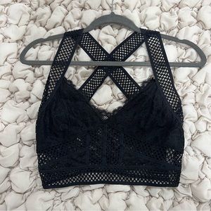 Free People Black Lace Crop Top